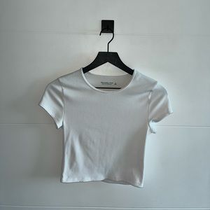 Abercrombie White Ribbed Crop Top